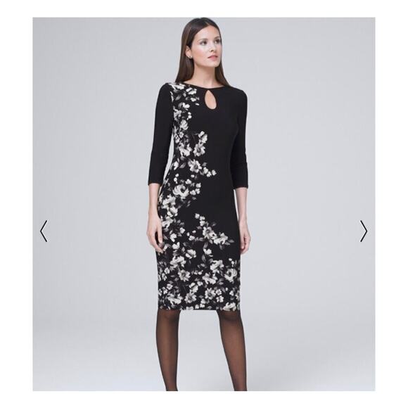 White House Black Market Reversible Floral Solid Sheath Dress Size Small - Picture 1 of 9